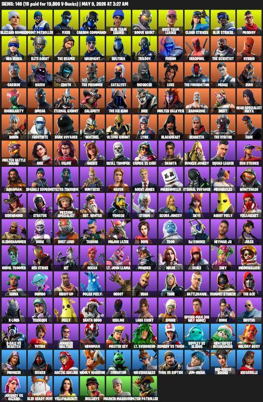 [PC/XBOX] | 146 skins | Take The L | OG STW | The Reaper | Elite Agent | Omega | Lara Croft | Blizzard Bomber | Point Patroller | Fixer | Full Access