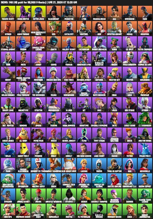 [PC/PSN] | 140 skins | 550 V-bucks | Travis Scott | Lara Croft | Dark Vertex | Astro Jack | Blackheart | Predator | Lynx | Mandalorian | Raz | Full Access