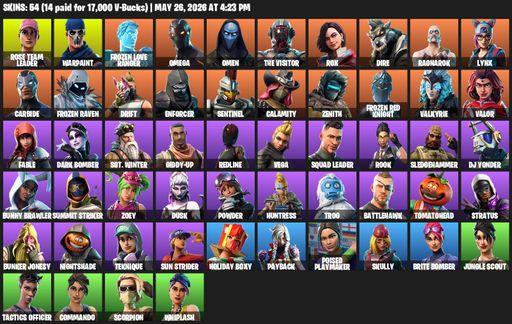 [PC/PSN/XBOX] | 54 skins | OG STW | Omega | Reaper Axe | Rose Team Leader | Warpaint | Frozen Love Ranger | Omen | The Visitor | Rox | Dire | Ragnarok | Full Access