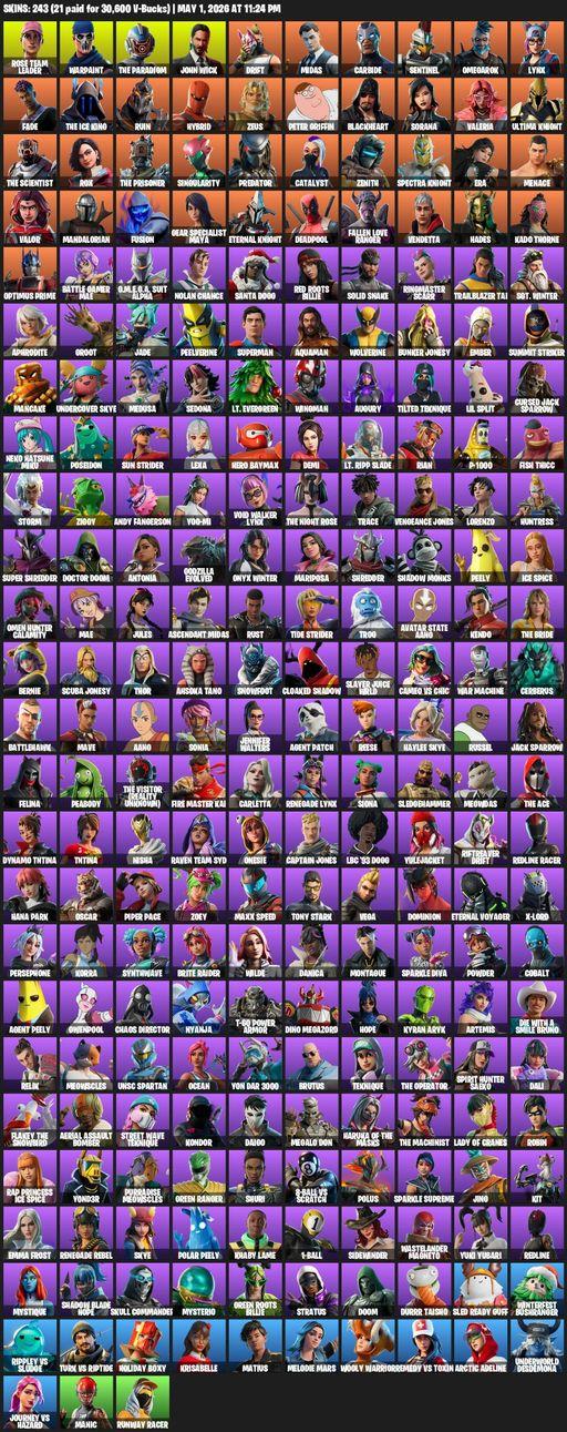 [PC/PSN/XBOX] | 243 skins | OG STW | Rose Team Leader | Warpaint | The Paradigm | John Wick | Drift | Midas | Carbide | Sentinel | Omegarok | Lynx | Full Access