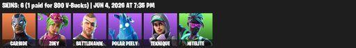 [PC/PSN/XBOX] | 6 skins | Carbide | Zoey | Battlehawk | Polar Peely | Teknique | Nitelite | Positron | Gale Force | Lollipopper | Crescent Shroom | Full Access