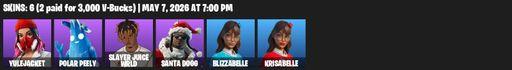 [PC/PSN/XBOX] | 6 skins | Yulejacket | Polar Peely | Slayer Juice WRLD | Santa Dogg | Blizzabelle | Krisabelle | Mercurial | Snoop's Holladizzle Bass | Full Access