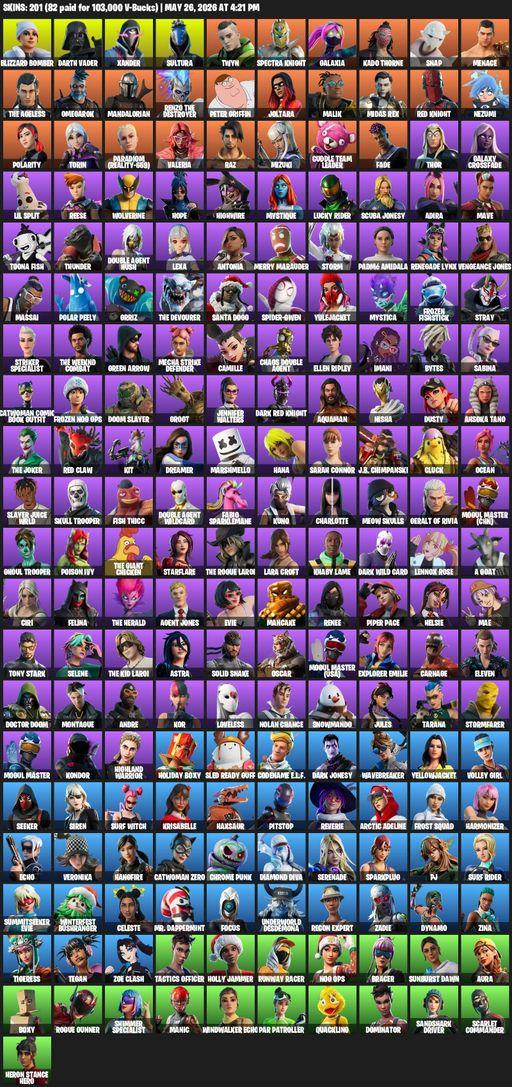 [PC/PSN/XBOX] | 201 skins | Lara Croft | Blizzard Bomber | Darth Vader | Xander | Sultura | Twyn | Spectra Knight | Galaxia | Kado Thorne | Snap | Full Access
