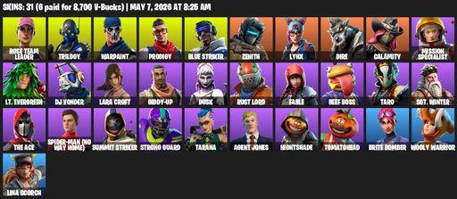 [PC/XBOX] | 31 skins | OG STW | Lara Croft | Rose Team Leader | Trilogy | Warpaint | Prodigy | Blue Striker | Zenith | Lynx | Dire | Calamity | Full Access