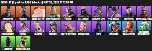 [PC/PSN] | 22 skins | Omegarok | Carbide | Peter Griffin | Spectra Knight | Oscar | Blitz Knight | Renegade Lynx | Yuki Yubari | Montague | Full Access