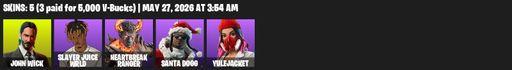 [PC/XBOX] | 5 skins | John Wick | Slayer Juice WRLD | Heartbreak Ranger | Santa Dogg | Yulejacket | Heartbreak Club | Golden Nemesis | Night Kama | Full Access