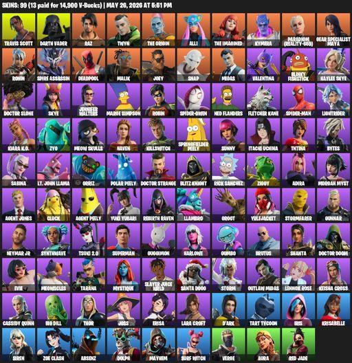 [PC/XBOX] | 99 skins | Travis Scott | Lara Croft | Darth Vader | Raz | Twyn | The Origin | Alli | The Imagined | Kymera | Paradigm (Reality-659) | Full Access