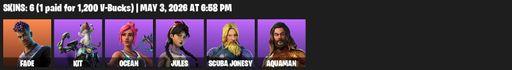 [PC/PSN/XBOX] | 6 skins | Fade | Kit | Ocean | Jules | Scuba Jonesy | Aquaman | Blade of the Waning Moon | Eon Blades | Aquaman's Trident | Full Access