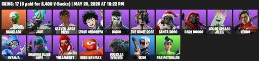 [PC/PSN/XBOX] | 17 skins | Backlash | Jade | Slayer Juice WRLD | Izuku Midoriya | Daigo | The Night Rose | Santa Dogg | Dark Doggo | Full Access