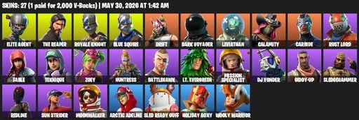 [PC] | 27 skins | Take The L | Royale Knight | The Reaper | Elite Agent | Blue Squire | Mako | Drift | Dark Voyager | Leviathan | Calamity | Carbide | Full Access