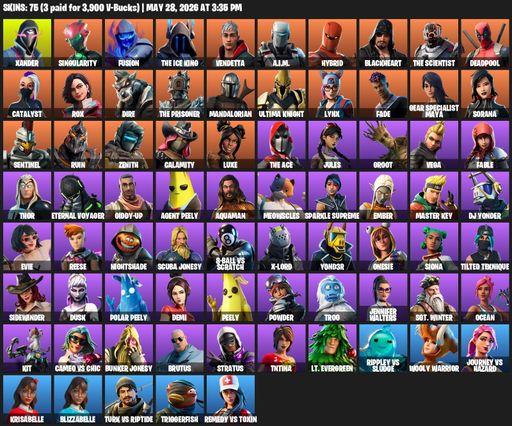 [PC/XBOX] | 75 skins | Xander | Singularity | Fusion | The Ice King | Vendetta | A.I.M. | Hybrid | Blackheart | The Scientist | Deadpool | Catalyst | Full Access