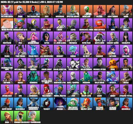 [PC/XBOX] | 83 skins | The Cube Queen | Torin | The Foundation | Zeus | Omegarok | Spectra Knight | Backlash | Valeria | Kado Thorne | Ronin | Full Access