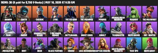 [PC/PSN] | 30 skins | Shogun | Zenith | Carbide | Lynx | The Ice King | The Prisoner | Powder | Mandalorian Warrior | Peabody | The Machinist | Trog | Full Access