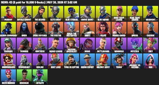 [PC/XBOX] | 43 skins | Take The L | OG STW | Royale Knight | The Reaper | Elite Agent | Blue Squire | Omega | Mako | Prodigy | Blue Striker | Full Access