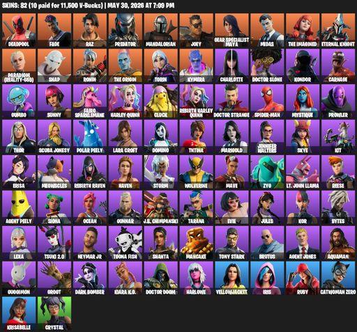 [PC/PSN] | 82 skins | Lara Croft | Deadpool | Fade | Raz | Predator | Mandalorian | Joey | Gear Specialist Maya | Midas | The Imagined | Full Access