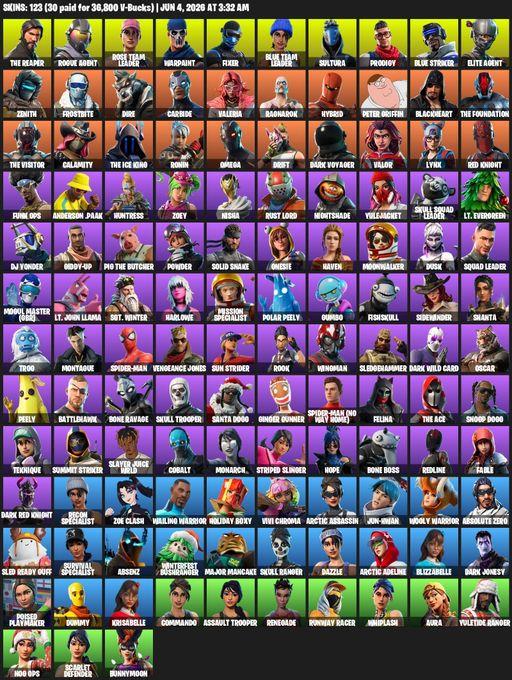 [PC/XBOX] | 123 skins | Take The L | OG STW | The Reaper | Elite Agent | Omega | Reaper Axe | Rogue Agent | Rose Team Leader | Warpaint | Fixer | Full Access