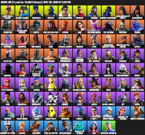 [PC/XBOX] | 88 skins | OG STW | Lara Croft | Rose Team Leader | Cloud Striker | Warpaint | Trilogy | Royale Bomber | Prodigy | Xander | Full Access