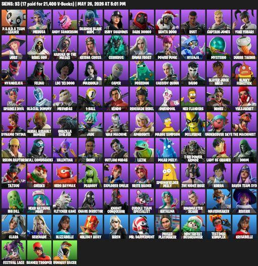 [PC/PSN] | 93 skins | P.A.N.D.A Team Leader | Medusa | Andy Fangerson | Shadow Blade Hope | Ruby Shadows | Dark Doggo | Santa Dogg | Rust | Full Access