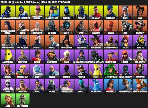 [PC/XBOX] | 62 skins | OG STW | Carbon Commando | Point Patroller | Rose Team Leader | Cloud Striker | Sultura | Trilogy | Prodigy | Warpaint | Lynx | Full Access