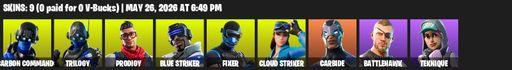 [PC/XBOX] | 9 skins | Carbon Commando | Trilogy | Prodigy | Blue Striker | Fixer | Cloud Striker | Carbide | Battlehawk | Teknique | Controller | Full Access