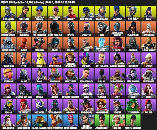 [PC/XBOX] | 79 skins | Take The L | OG STW | Royale Knight | The Reaper | Elite Agent | Blue Squire | Omega | Blue Team Leader | Rose Team Leader | Full Access