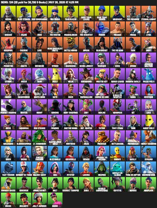 [PC/XBOX] | 124 skins | OG STW | Omega | Havoc | Blue Striker | Sub Commander | Neo Versa | Trailblazer | Rose Team Leader | Blue Team Leader | Full Access