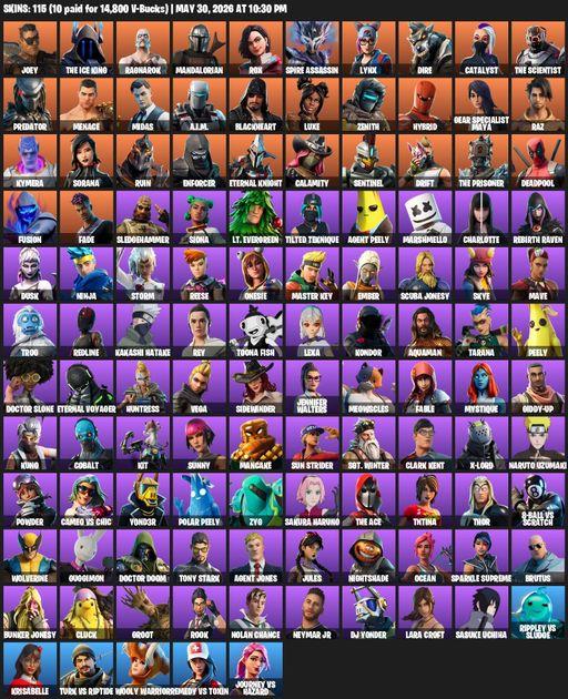 [PC/XBOX] | 115 skins | 550 V-bucks | Lara Croft | Joey | The Ice King | Ragnarok | Mandalorian | Rox | Spire Assassin | Lynx | Dire | Catalyst | Full Access