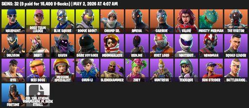 [PC/XBOX] | 32 skins | Take The L | OG STW | Blue Squire | Omega | Warpaint | Rose Team Leader | Rogue Agent | Chomp Sr. | Carbide | Valor | Full Access
