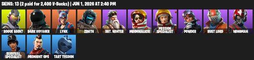[PC] | 13 skins | Take The L | Rogue Agent | Dark Voyager | Lynx | Zenith | Sgt. Winter | Moonwalker | Mission Specialist | Powder | Rust Lord | Full Access