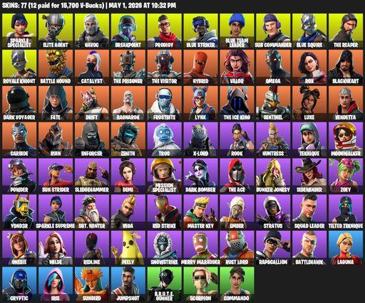 [PC/PSN/XBOX] | 77 skins | Floss | Take The L | Sparkle Specialist | Royale Knight | The Reaper | Elite Agent | Blue Squire | Omega | Havoc | Full Access