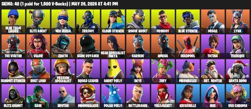 [PC/XBOX] | 40 skins | Take The L | Elite Agent | Omega | Blue Team Leader | Neo Versa | Trilogy | Cloud Striker | Rogue Agent | Prodigy | Full Access