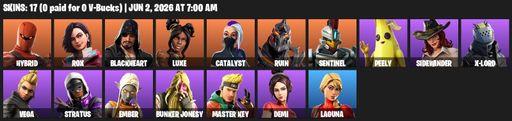 [PC/PSN/XBOX] | 17 skins | Hybrid | Rox | Blackheart | Luxe | Catalyst | Ruin | Sentinel | Peely | Sidewinder | X-Lord | Vega | Stratus | Ember | Full Access