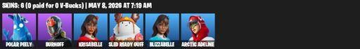 [PC/PSN/XBOX] | 6 skins | Polar Peely | Burnoff | Krisabelle | Sled Ready Guff | Blizzabelle | Arctic Adeline | Blade of the Waning Moon | Full Access