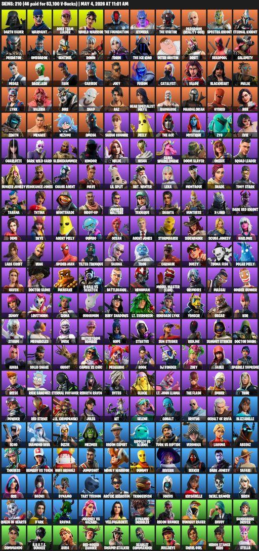 [PC/PSN/XBOX] | 210 skins | Leviathan Axe | OG STW | Omega | Lara Croft | Darth Vader | Warpaint | Rose Team Leader | World Warrior | The Foundation | Full Access