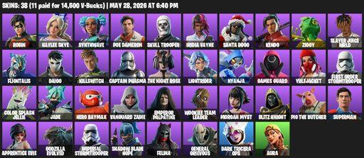 [PC/PSN/XBOX] | 38 skins | Robin | Haylee Skye | Synthwave | Poe Dameron | Skull Trooper  | Iridia Vayne | Santa Dogg | Kendo | Ziggy | Full Access