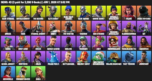 [PC/XBOX] | 43 skins | Take The L | Floss | Sparkle Specialist | Royale Knight | The Reaper | Elite Agent | Blue Squire | Omega | Blue Striker | Full Access