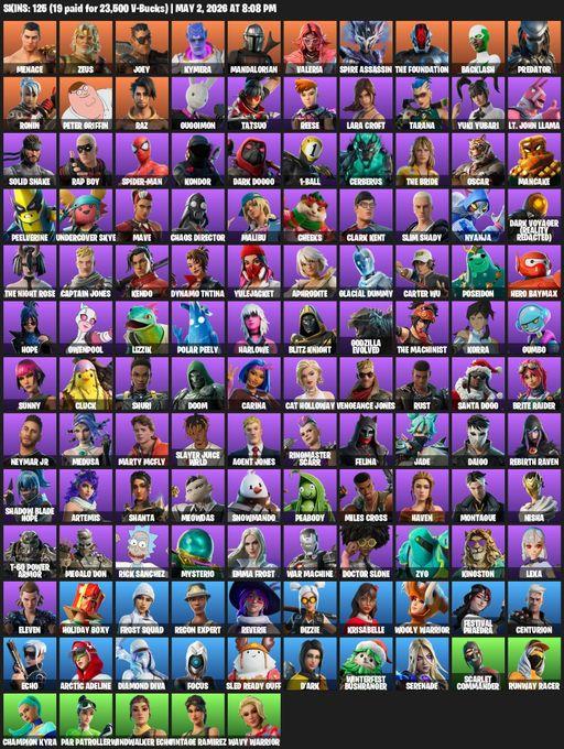 [PC/PSN] | 125 skins | Lara Croft | Menace | Zeus | Joey | Kymera | Mandalorian | Valeria | Spire Assassin | The Foundation | Backlash | Predator | Full Access