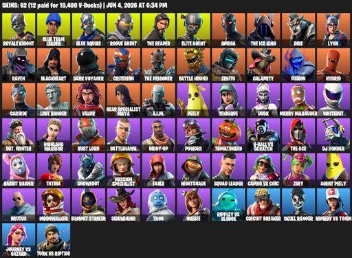 [PC/PSN/XBOX] | 62 skins | Take The L | Royale Knight | The Reaper | Elite Agent | Blue Squire | Omega | Blue Team Leader | Rogue Agent | The Ice King | Full Access