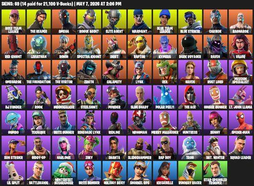 [PC/PSN/XBOX] | 69 skins | Take The L | OG STW | The Reaper | Elite Agent | Omega | Rose Team Leader | Rogue Agent | Warpaint | Blue Team Leader | Full Access