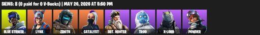 [PC/XBOX] | 8 skins | 1000 V-bucks | Blue Striker | Lynx | Zenith | Catalyst | Sgt. Winter | Trog | X-Lord | Powder | Controller | EVA | Full Access