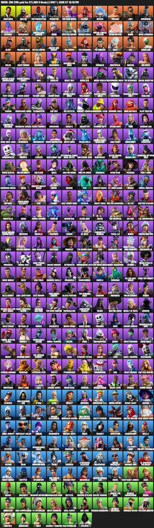 [PC/PSN/XBOX] | 336 skins | Leviathan Axe | Renegade Raider | Lara Croft | John Wick | Kratos | The Foundation | Predator | The Cube Queen | Valeria | Full Access