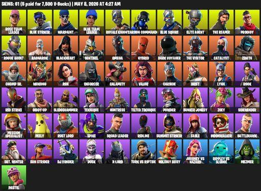 [PC/PSN/XBOX] | 61 skins | Take The L | Floss | OG STW | Royale Knight | The Reaper | Elite Agent | Blue Squire | Omega | Rose Team Leader | Full Access