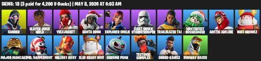 [PC/PSN/XBOX] | 18 skins | Xander | Slayer Juice WRLD | Yulejacket | Santa Dogg | Explorer Emilie | First Order Stormtrooper | Trailblazer Tai | Full Access