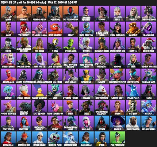 [PC/PSN/XBOX] | 88 skins | Ronin | Menace | Mandalorian | Predator | The Foundation | Jennifer Walters | Sedona | Lexa | Carletta | The Night Rose | Full Access