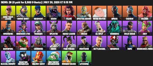 [PC/XBOX] | 36 skins | OG STW | Omega | Rose Team Leader | Rogue Agent | Warpaint | Raven | Valor | Spectra Knight | Peter Griffin | Carbide | Valeria | Full Access