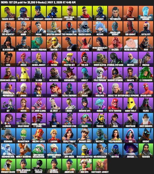 [PC/XBOX] | 107 skins | OG STW | Travis Scott | Astro Jack | Warpaint | Carbon Commando | Rose Team Leader | Prodigy | Trilogy | The Ageless | Hybrid | Full Access