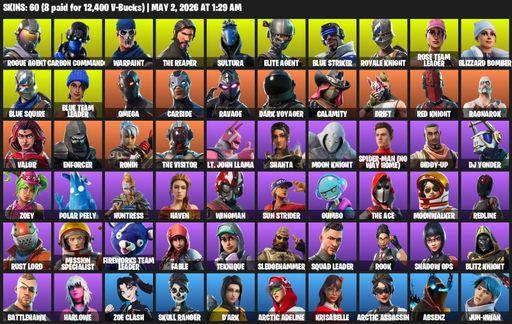 [PC/PSN/XBOX] | 60 skins | 700 V-bucks | Take The L | OG STW | Royale Knight | The Reaper | Elite Agent | Blue Squire | Omega | Rogue Agent | Full Access