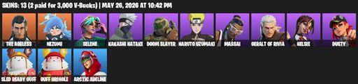 [PC/PSN/XBOX] | 13 skins | The Ageless | Nezumi | Selene | Kakashi Hatake | Doom Slayer | Naruto Uzumaki | Massai | Geralt of Rivia | Helsie | Dusty | Full Access