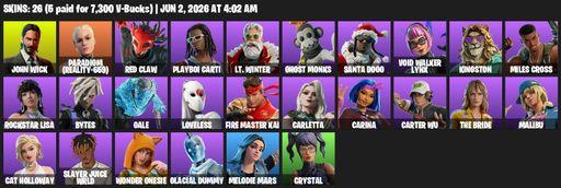 [PC/PSN/XBOX] | 26 skins | John Wick | Paradigm (Reality-659) | Red Claw | Playboi Carti | Lt. Winter | GHOST Monks | Santa Dogg | Void Walker Lynx | Full Access