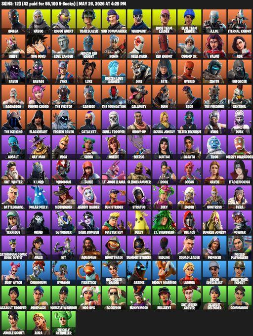 [PC/PSN/XBOX] | 123 skins | OG STW | Omega | Havoc | Rogue Agent | Trailblazer | Sub Commander | Warpaint | Rose Team Leader | Blue Team Leader | Full Access